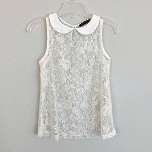 NWOT Atmosphere laced semi-Sheer collared Top